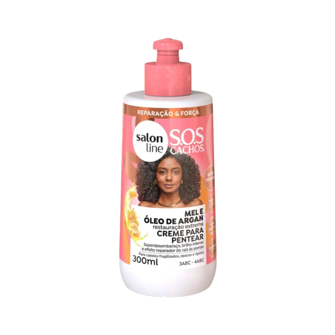 1 Crema para peinar Salon Line S.O.S CACHOS mel e óleo de argan 300ml - Imagen 1
