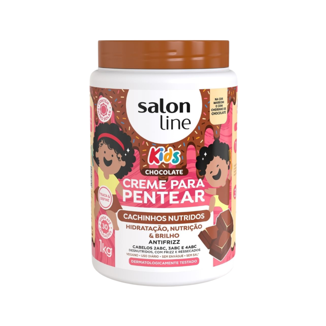 2 Crema para peinar Salon Line Kids Chocolate Cachinhos Nutridos 1kg - Imagen 1