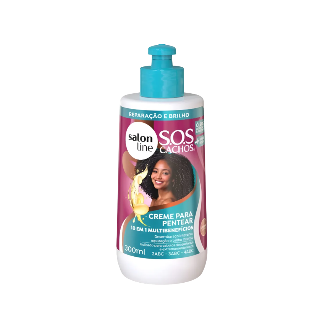 3 Crema para Peinar Salon Line S.O.S CACHOS 10 en 1 multibeneficios 300ml - Imagen 1
