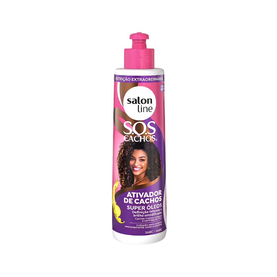 3 Activador de Cachos Salon Line S.O.S CACHOS Óleo de Rícino e Queratina 500ml - Imagen 1