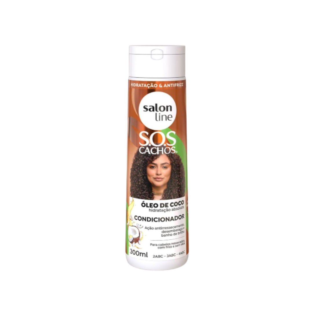 4 Acondicionador Salon Line S.O.S CACHOS Óleo de coco 300ml - Imagen 1