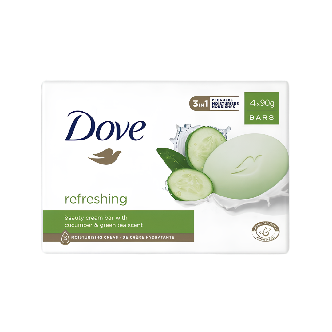3 Jabón Corporal en Barra Dove Refreshing 3 en 1 4x90g - Imagen 1