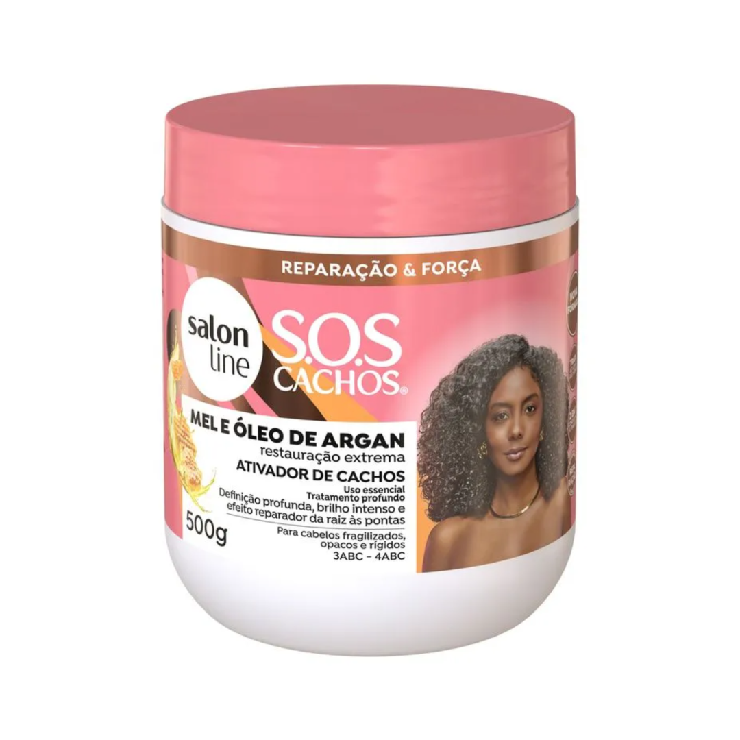 4 Activador de Cachos Salon Line S.O.S Cachos Mel e Óleo de Argan 500gr - Imagen 1