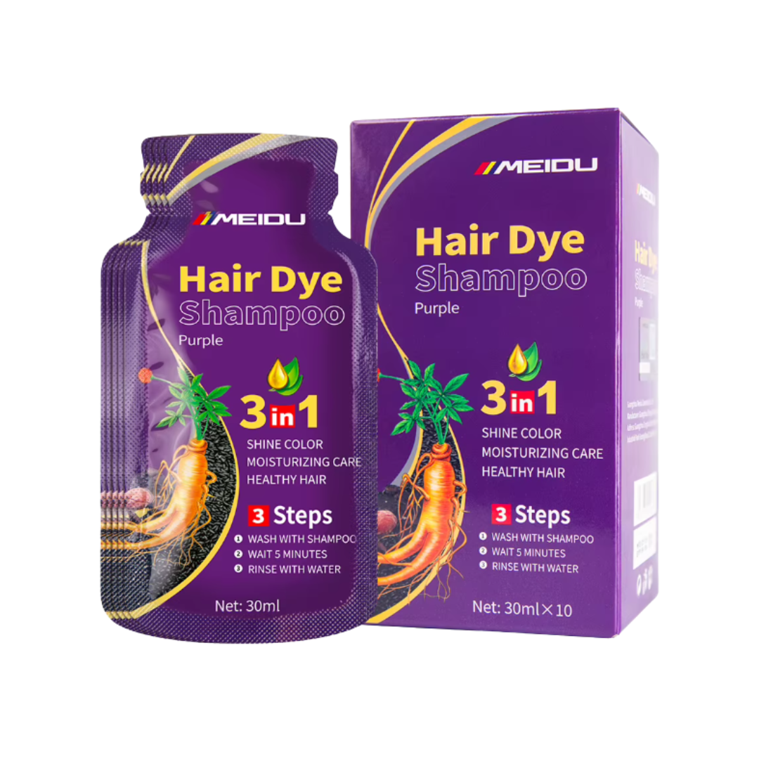 fotos sistemas 11 (24) MEIDU Hair Dye Shampoo Sachet 3 in 1 Purple Shampoo para teñir el cabello 30 ml x 10 - Imagen 1